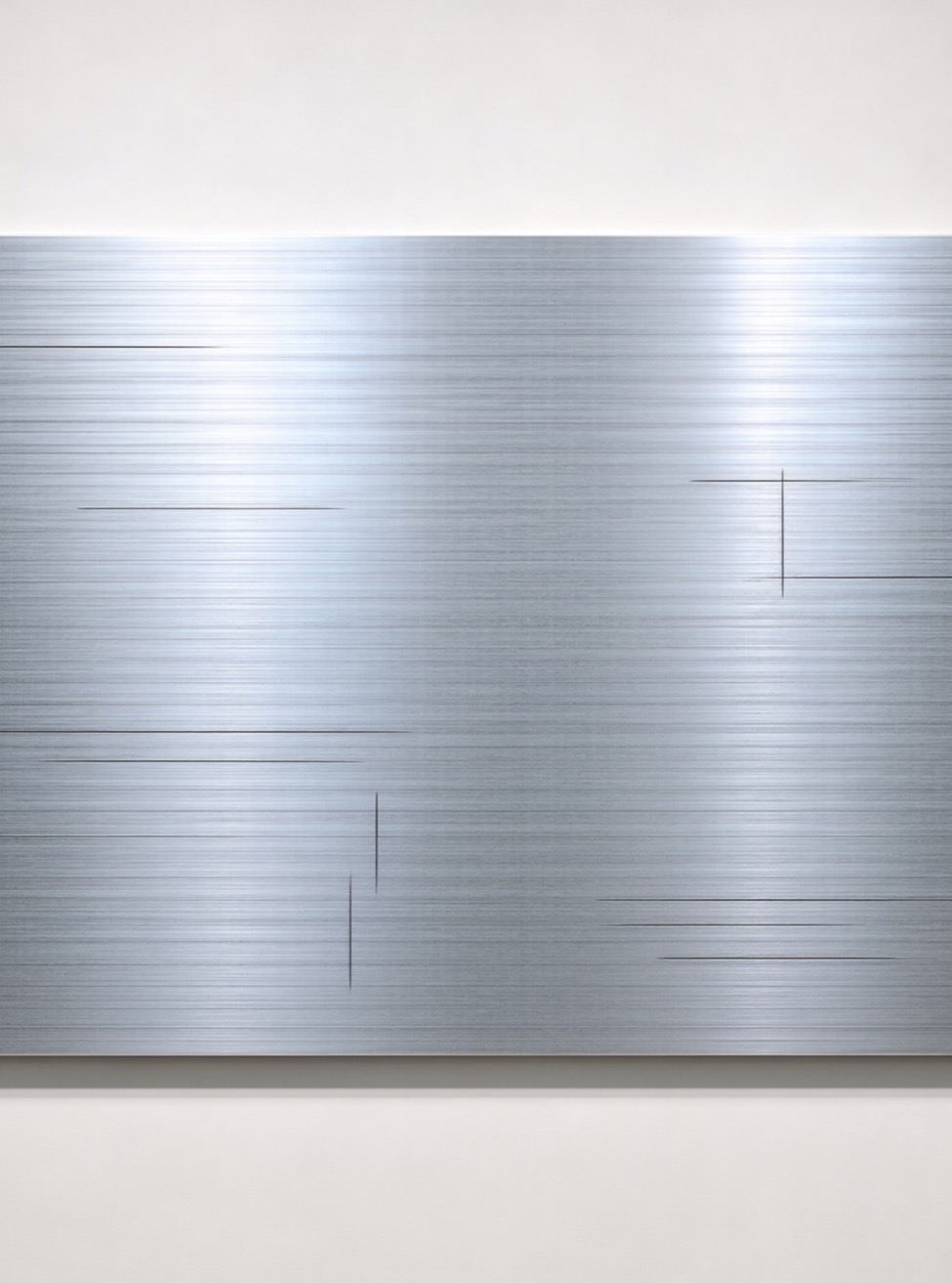 Silver Field — brushed silver aluminum panel art